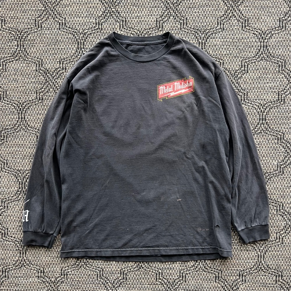 Y2K Metal Mulisha Shirt Mens XL Black Long Sleeve Grunge Faded Milwaukee Grunge
